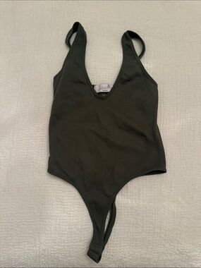Olive Green Ribbed Kids Bodysuit